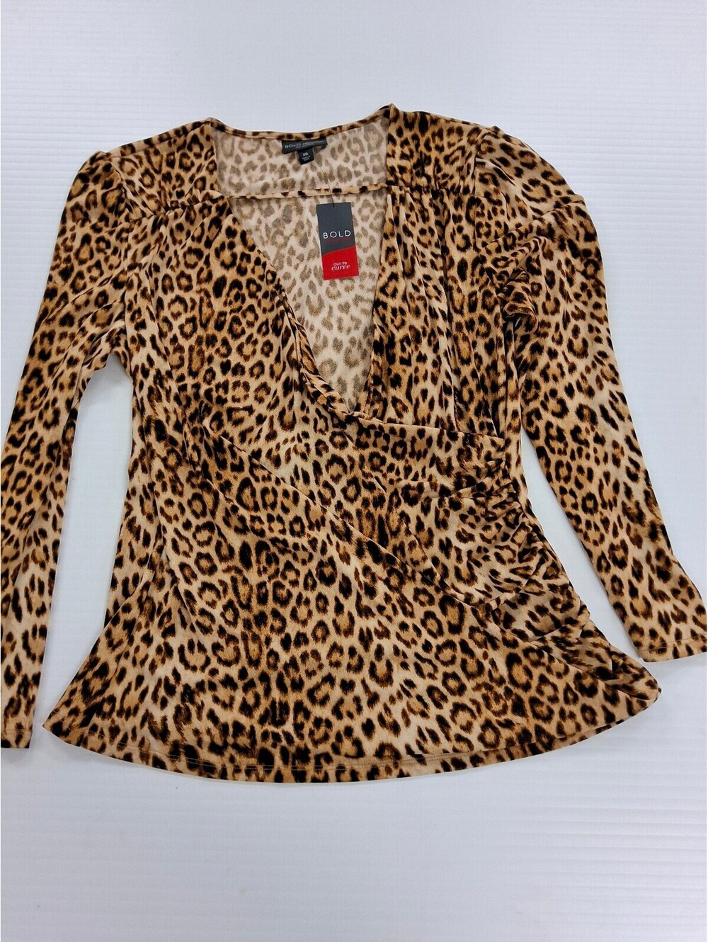 NWT Bold Elements Leopard Print Long Sleeve Blouse XXL